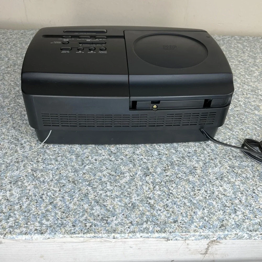 Sony CD Clock Radio ICF-CD810 Black AM FM Dream Machine Dual Alarm Vintage Works